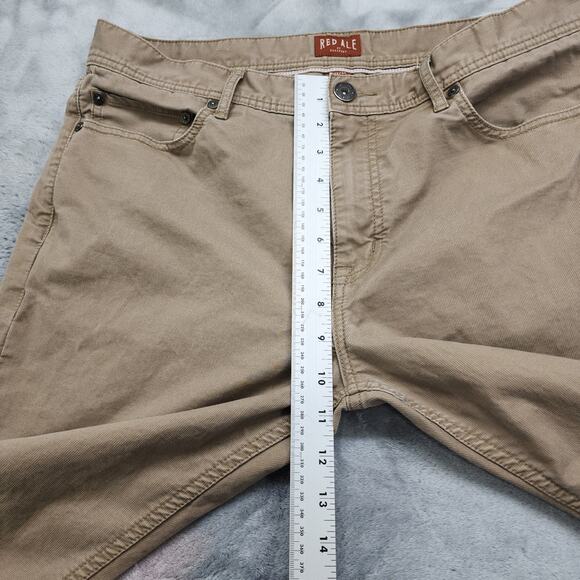 Red Ale By Alesbury Pants Mens 32/34 Tan Slim Straight Bedford Corduroy Office - Picture 9 of 12
